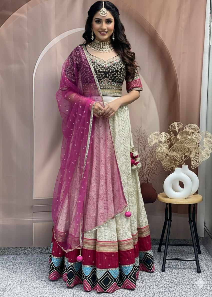Black and white Lehnga