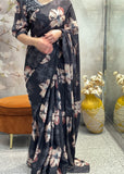 Black Floral Saree