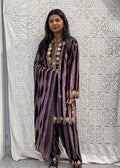 Deep Plum Velvet Mirror & Embroidery Work Salwar Suit Set