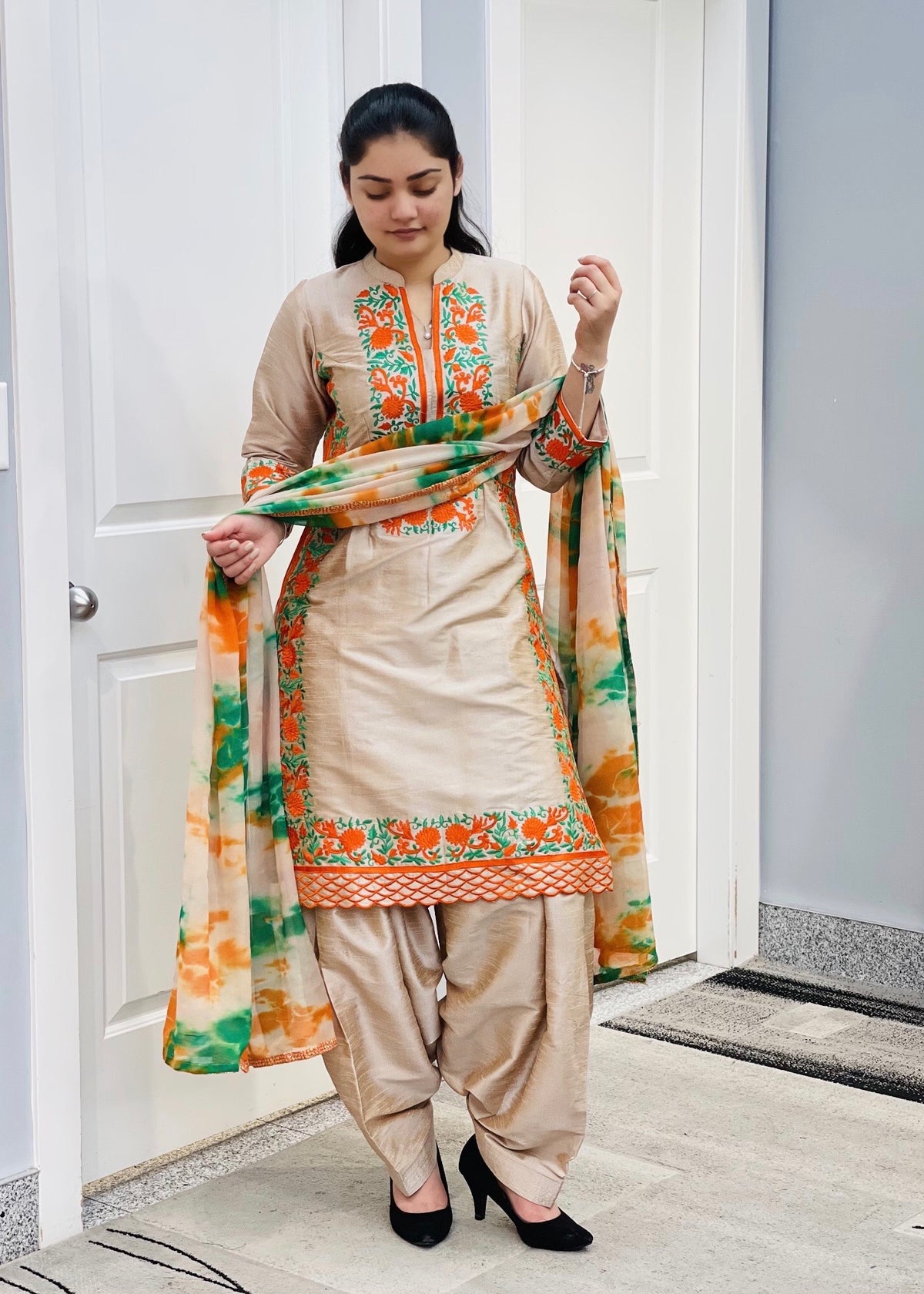 Raw silk Patiala Salwar Suit