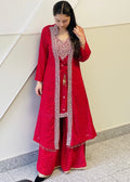 Magenta Jacket Style Plazzo Suit