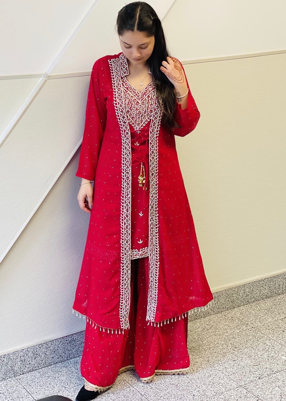 Magenta Jacket Style Plazzo Suit