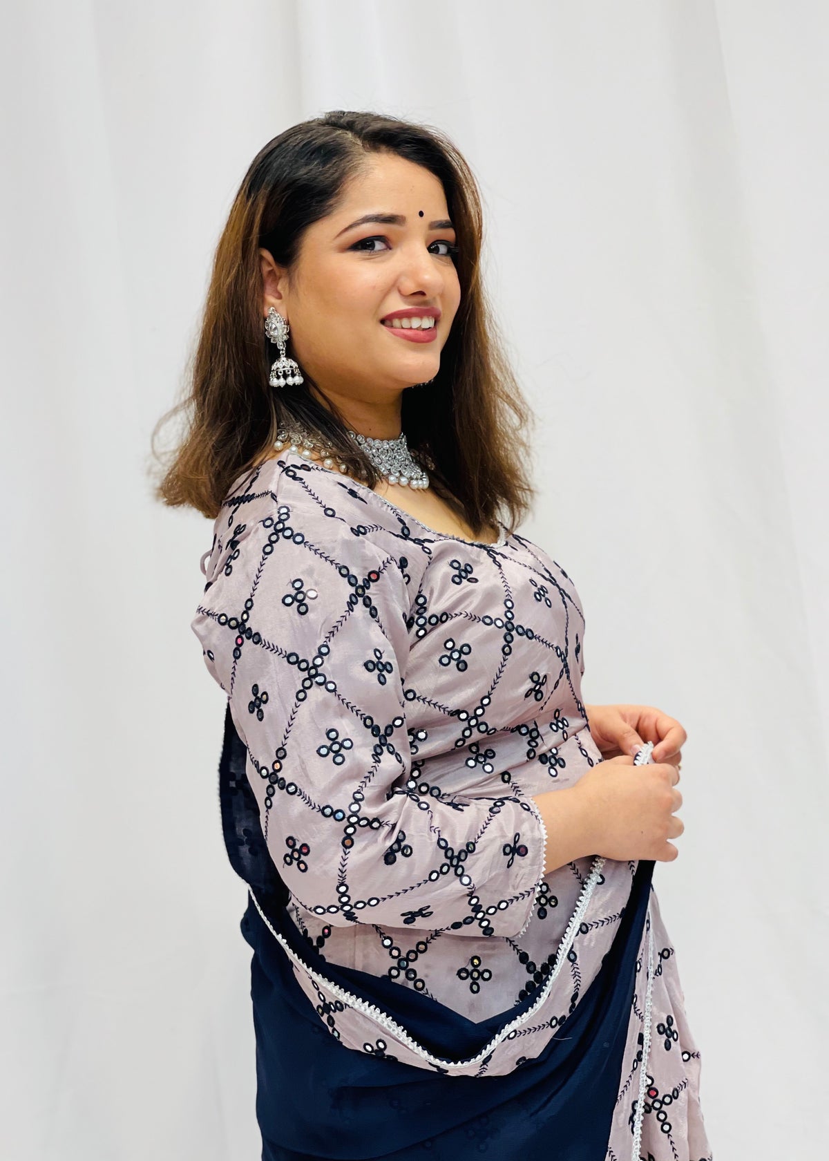 Anarkali with Chinnon Dupatta