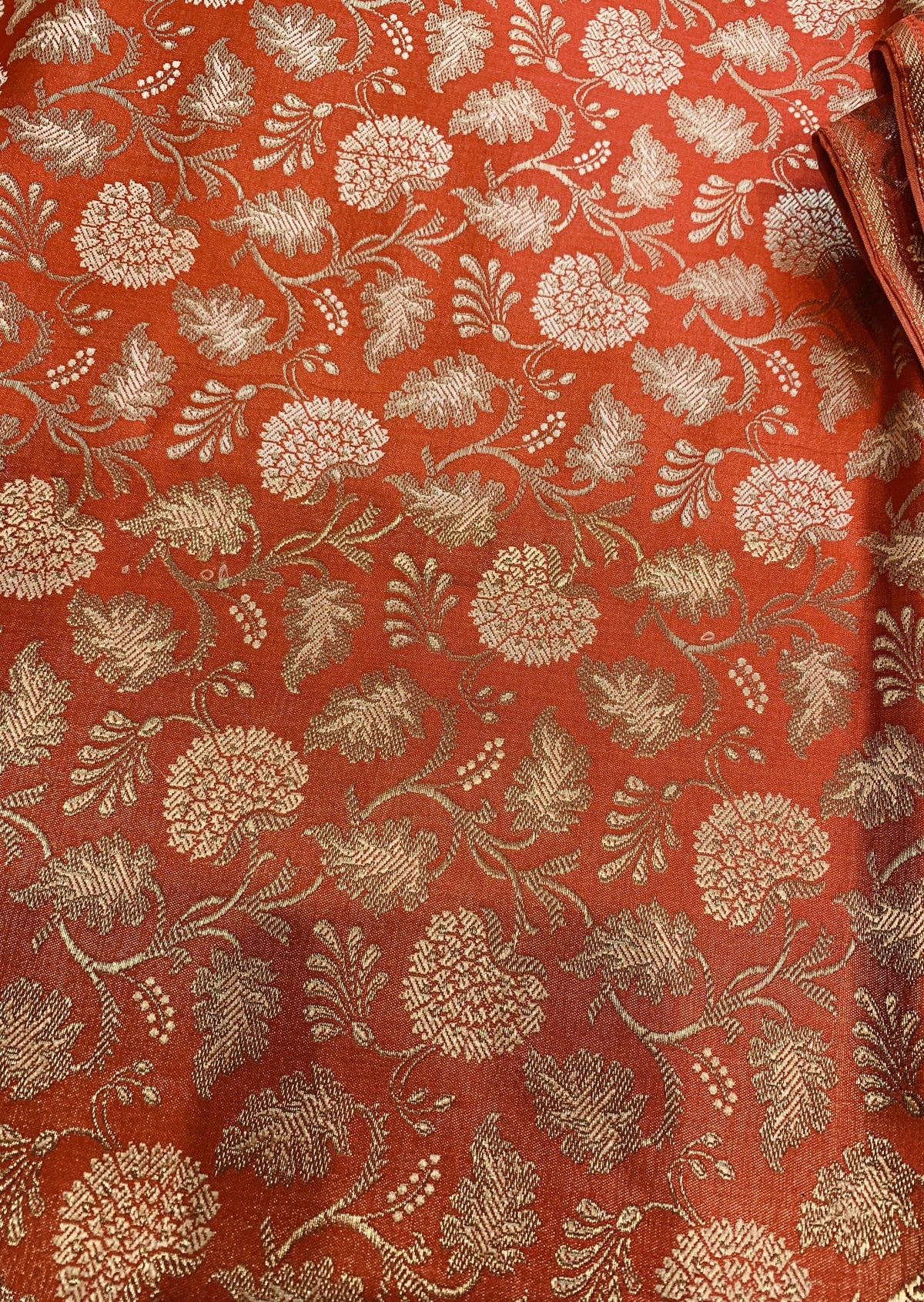 Unstitched Rust Banarsi Suit