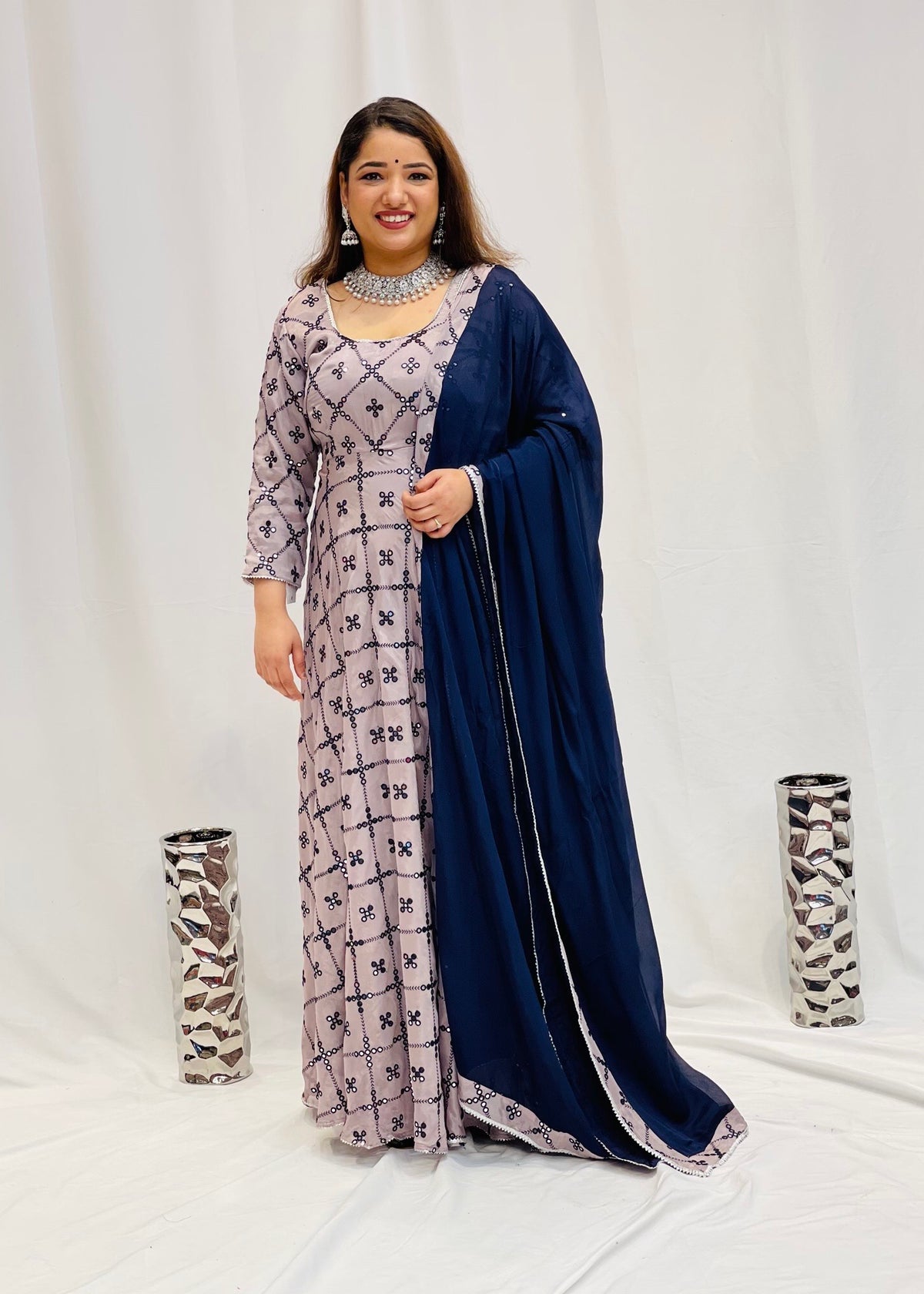 Anarkali with Chinnon Dupatta