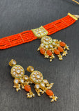 Orange Kundan Jewellery Set