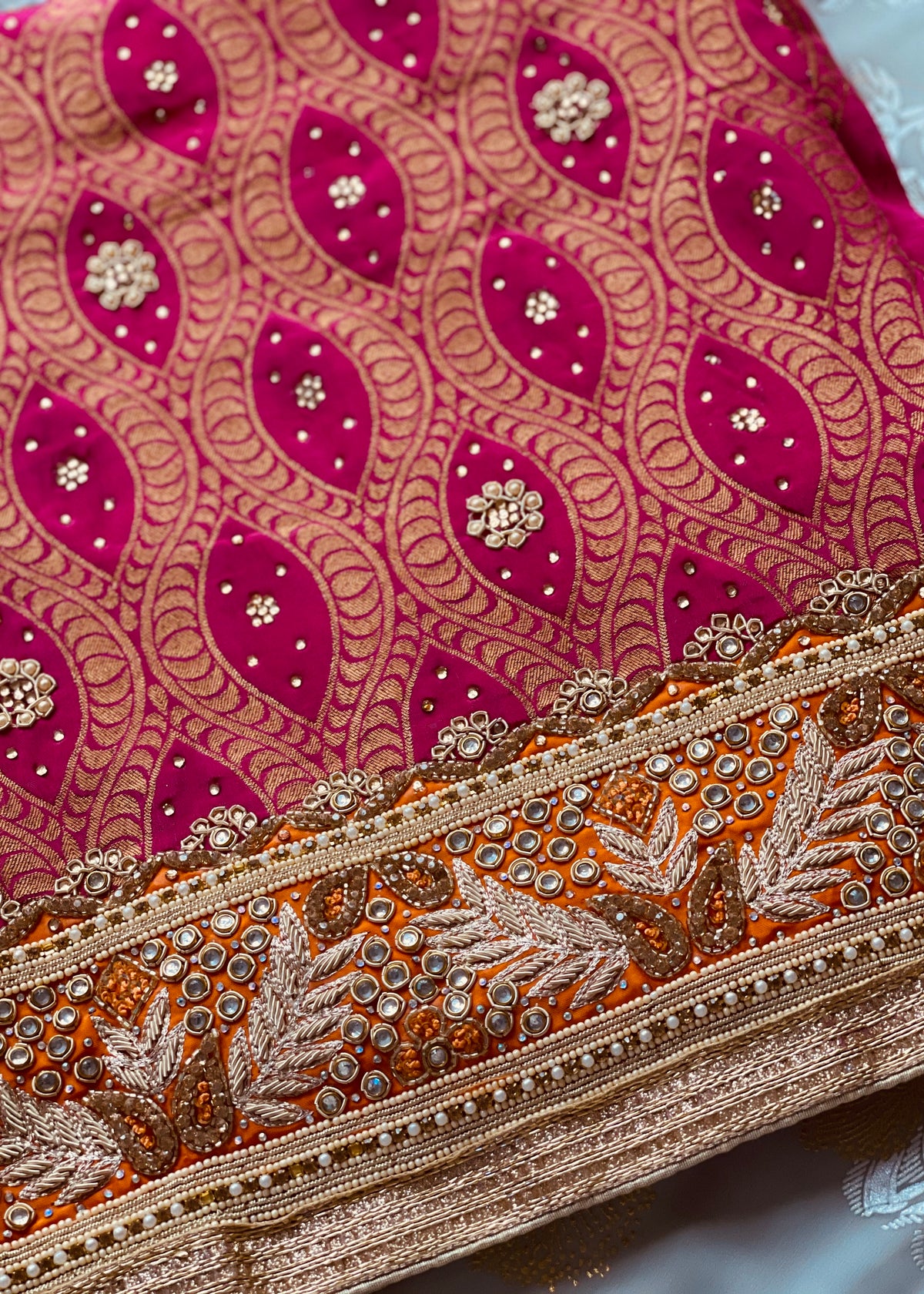 Pink and Orange unstitched Suit