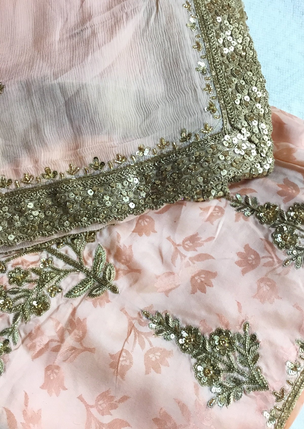 Peach Designer Unstitched Suit