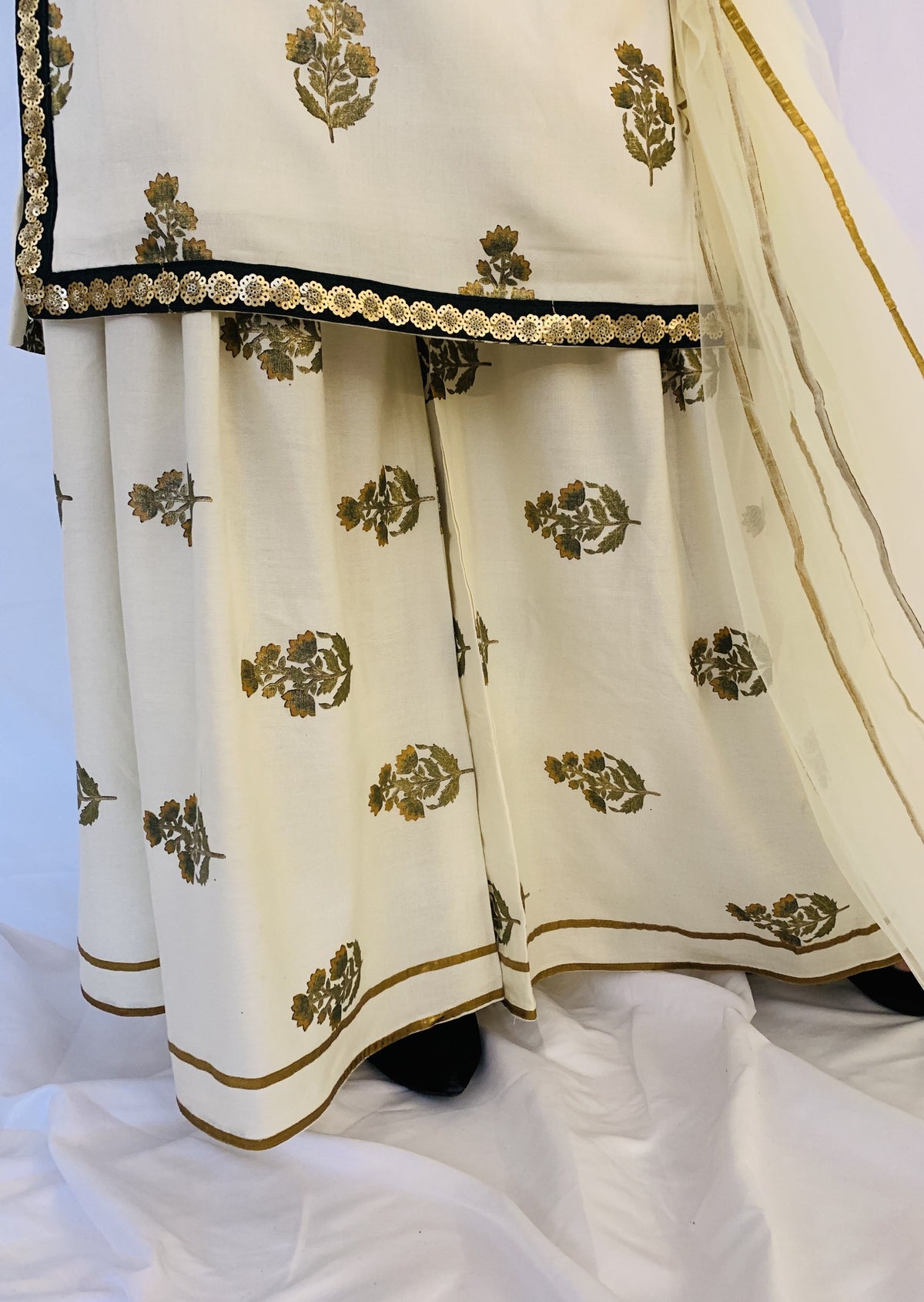 Cream Plazzo Suit
