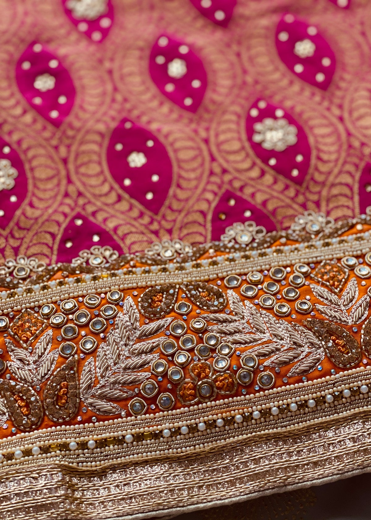 Pink and Orange unstitched Suit