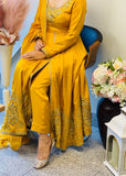 Mustard Anarkali with Trouser Suit