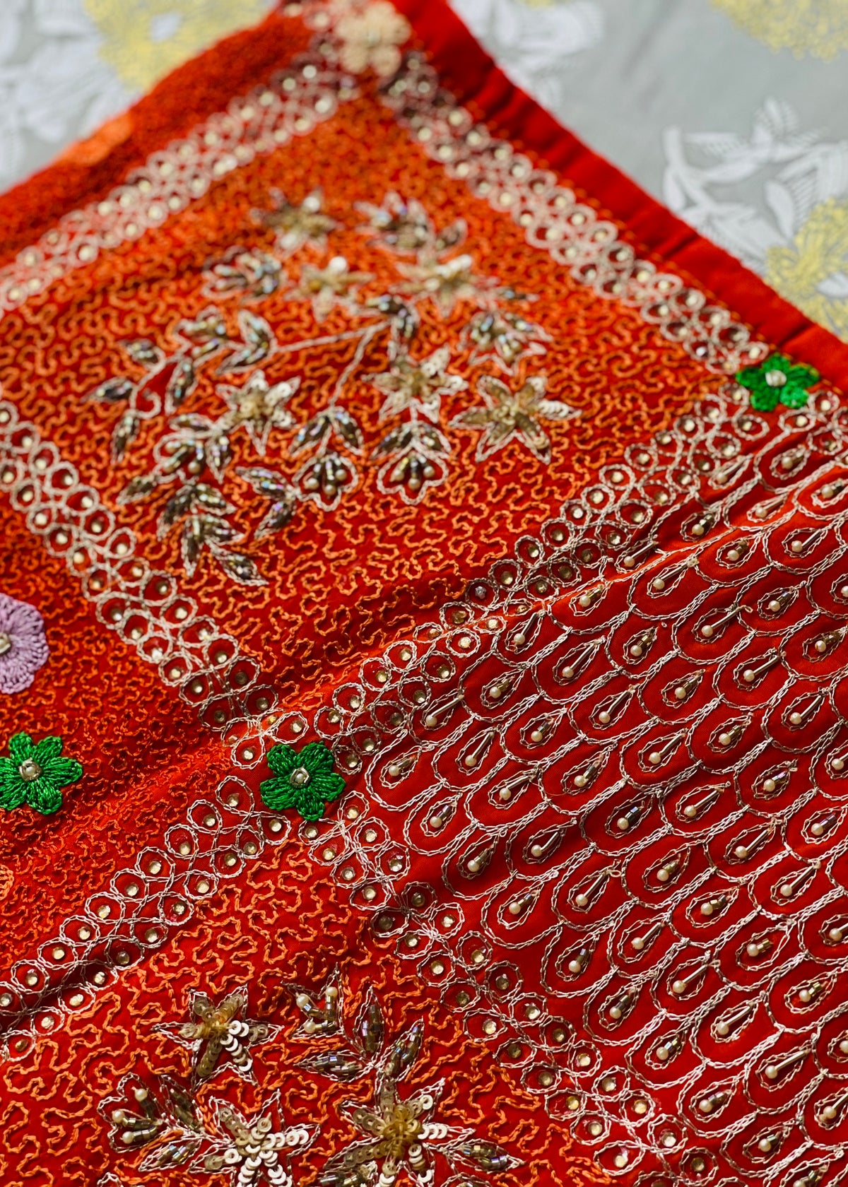 Orange Crepe Dasheen Unstitched Suit