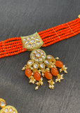 Orange Kundan Jewellery Set