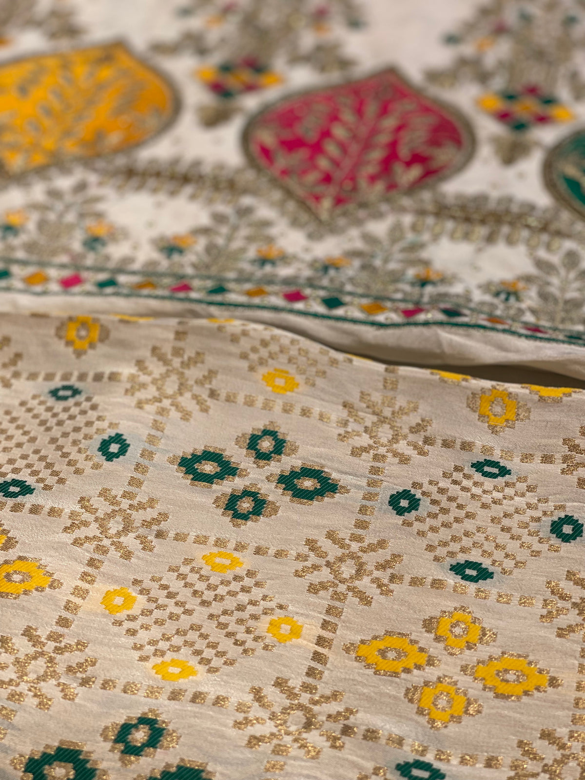 White Dupion Silk Unstitched Suit