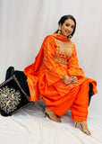 Orange Bandani Dhoti Salwar Suit