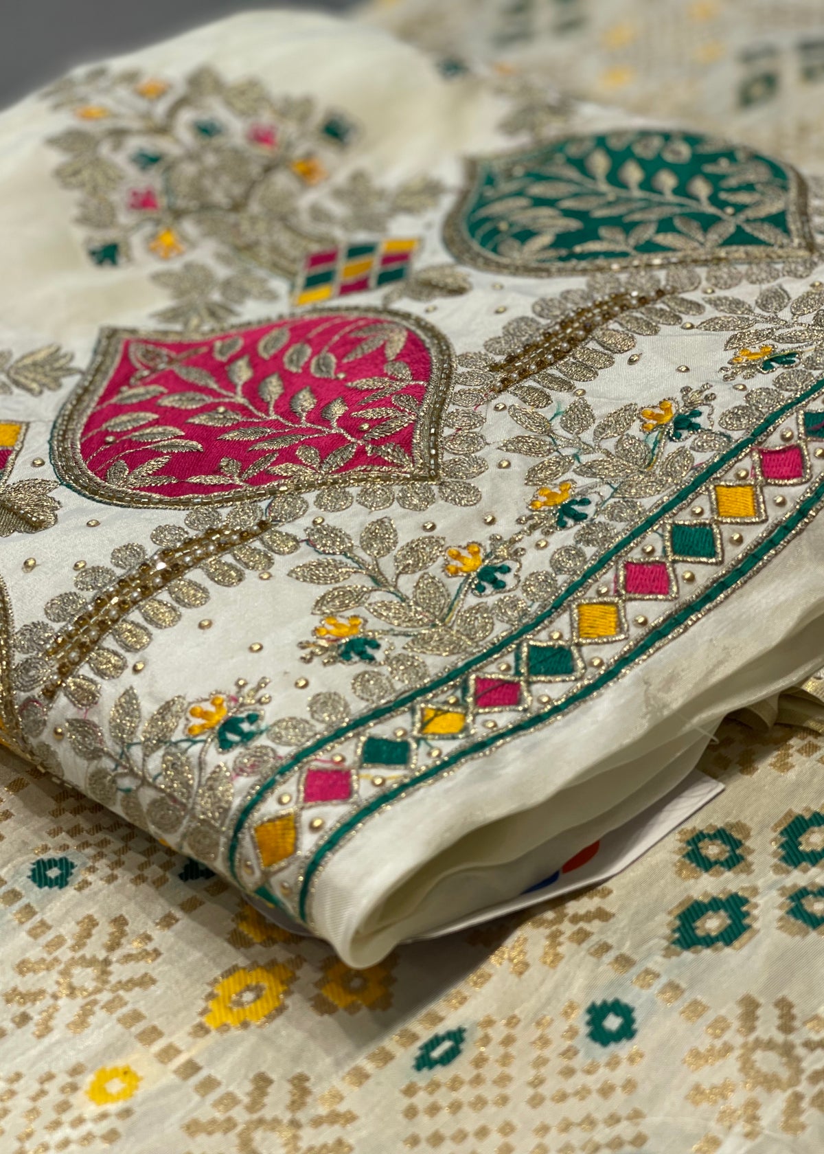 White Dupion Silk Unstitched Suit