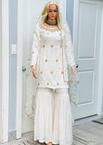 White Satin Sharara Suit