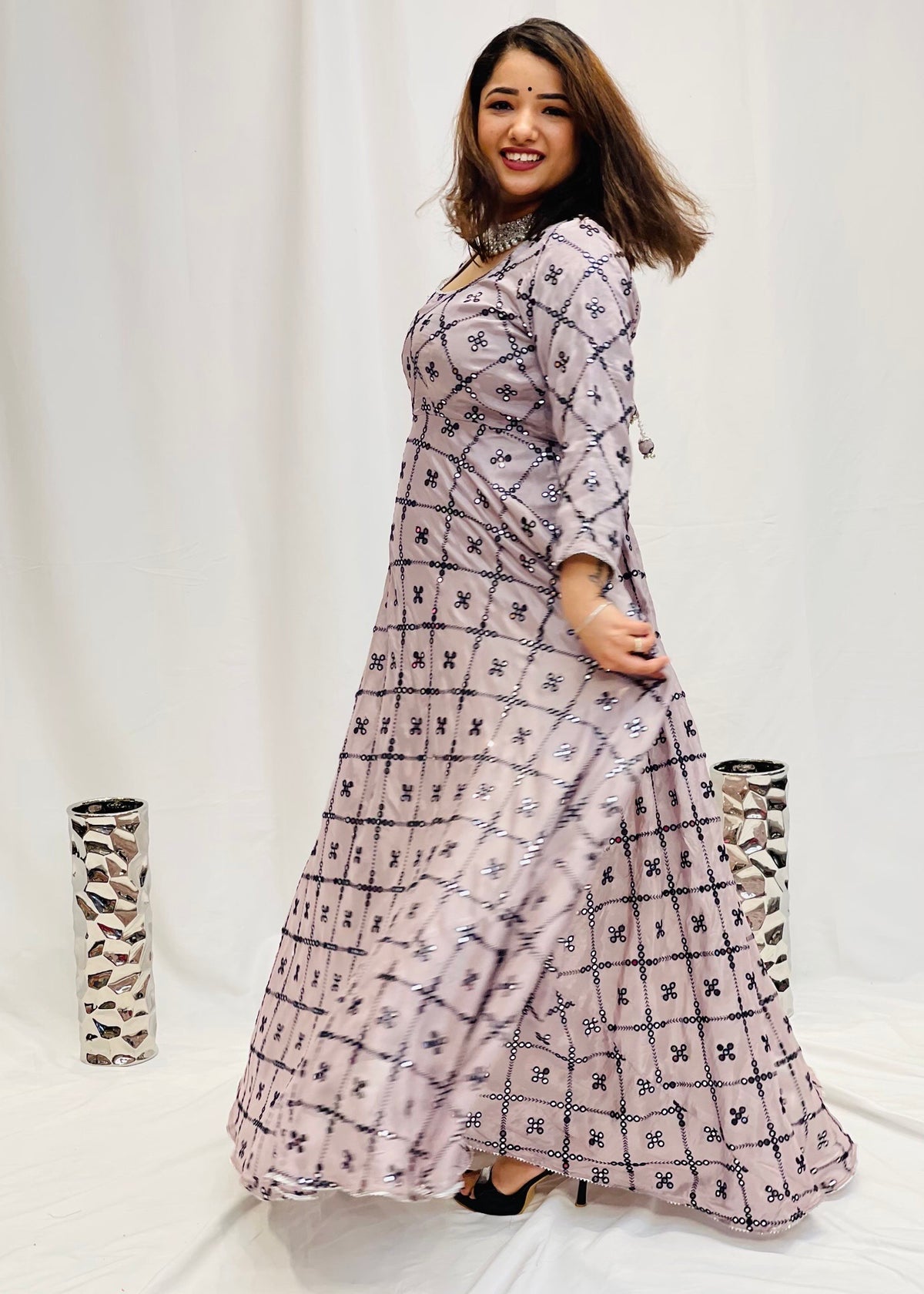Anarkali with Chinnon Dupatta