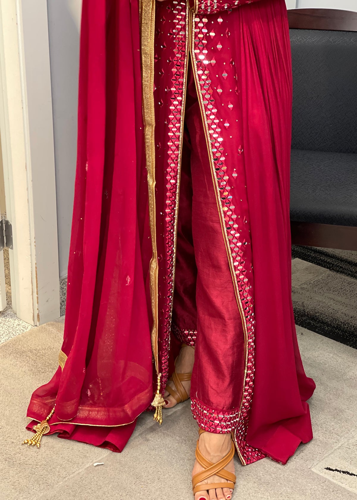 Maroon Pakistani Style Trouser Suit
