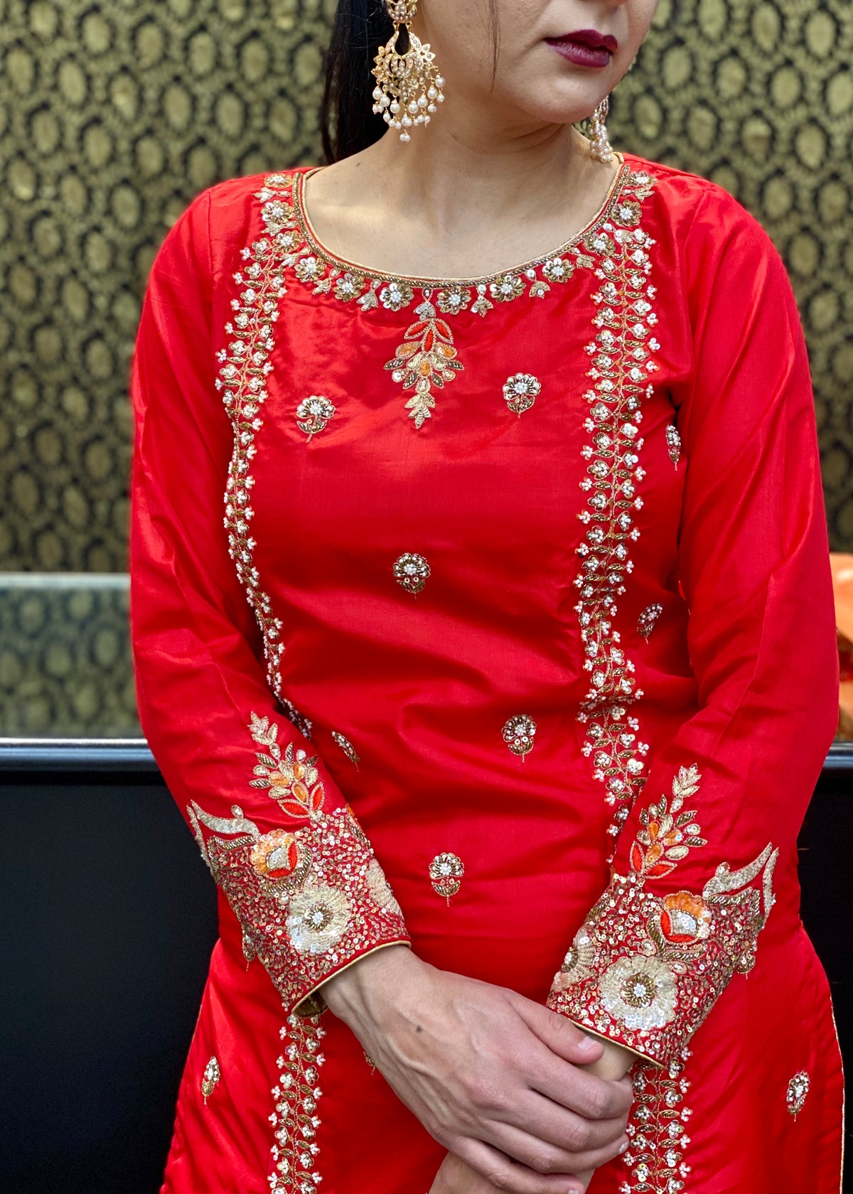 Red Trouser Suit