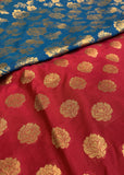 Unstitched Pink and Blue Banarsi Suit