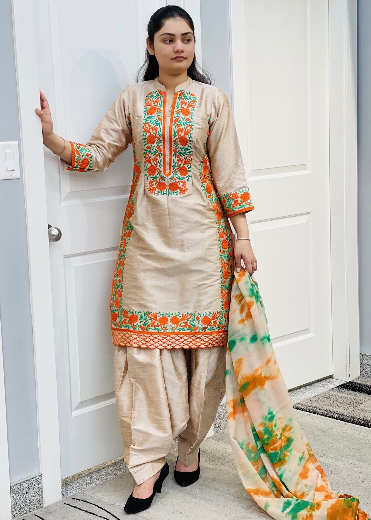 Raw silk Patiala Salwar Suit