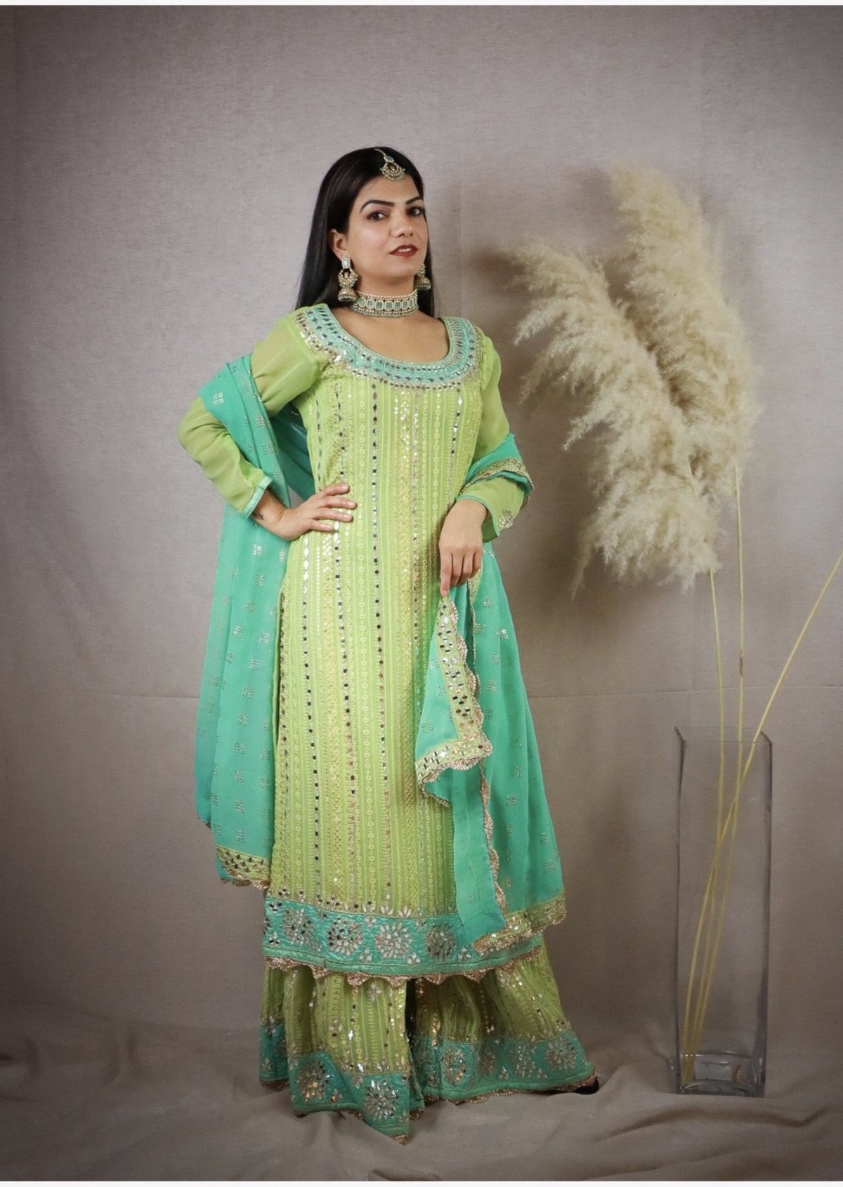 Light green Plazzo Suit