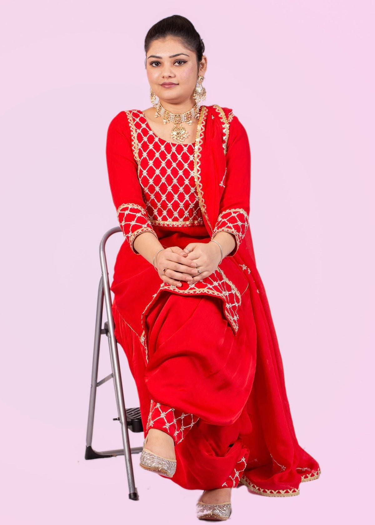 Red Patiala Salwar Suit