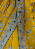Mustard yellow embroidered Saree
