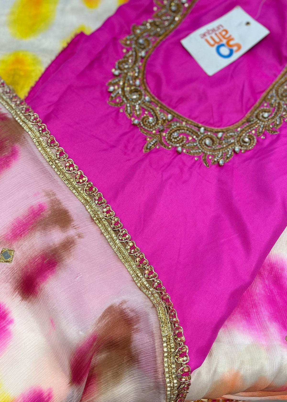 Pink unstitched Suit